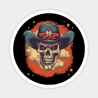 Retro Cowboy Sheriff Western Skull Magnet